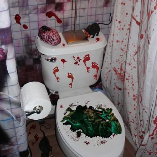 Halloween Series Bloody Skull Toilet Fun Waterproof Thriller Toilet Sticker Screaming Zombie Horror Restaurant Toilet Cover Deco