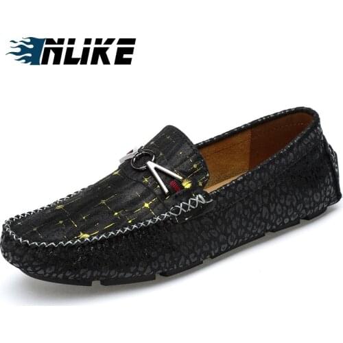 INLIKE Handmade Designer Mens Casual Doug Shoes Genuine Leather Male Leisure Shoe Fashion Luxury Living Comfortable Designer