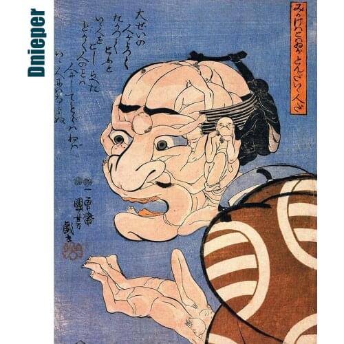 Japanese Art Portrait Diamond Painting Full Square Drill Horrified Man Embroidery Cross Stitch Home Decor Gift for Lady