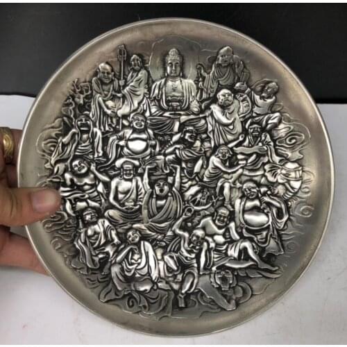 China White copper Eighteen Arhats plate crafts statue