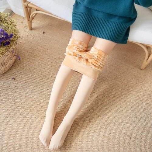 Tights Fleece Winter Warm Women Tights with feet Slim Thermal Underwear Push UP Female pantis