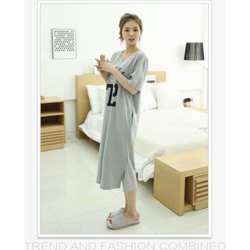 Han edition contracted nightgown even dress dress Household to take big yards summer pajamas100% cotton Free Shipping