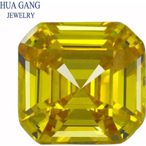 Square Shape Emerald Cut Loose Brilliant Cut Stone 4MM~10MM AAAAA Yellow Golden Synthetic Gems Cubic Zirconia For Jewelry