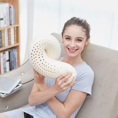 Juwen Natural Latex Massage Memory Pillow Soft U Shape Neck Pillow Car Flight Travel Soft Nursing Cushion Neck Headrest 20