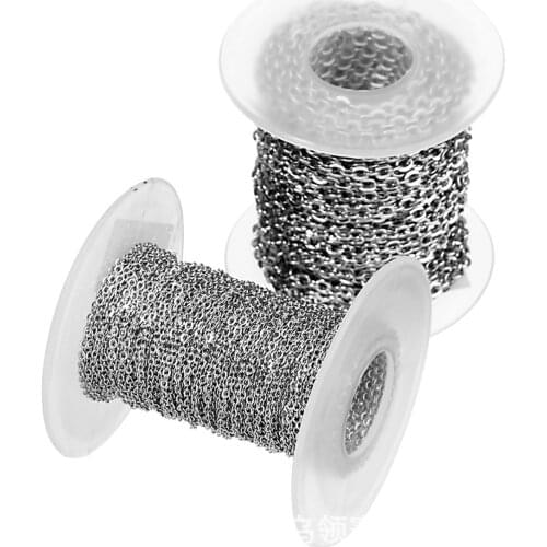 10Meters 1.0/1.5/2/2.5/3/5/7/8mm Silver Color Stainless Steel Metal Flat Oval Link Chain For Jewelry Making DIY Crafts Findings