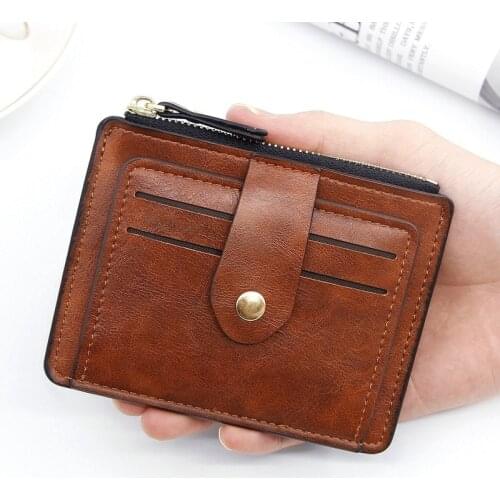 Mini PU Leather Business Card Holder Wallet Men Slim Card Case for Women with Id Window Casual Small Colorful Hasp Cardholder