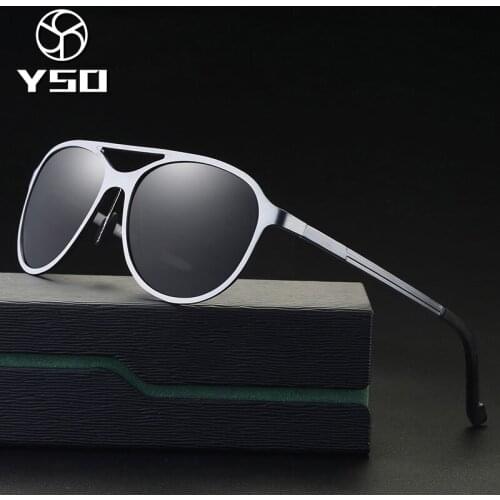 YSO Sunglasses Men Polarized UV400 Aluminium Magnesium Frame TAC Lens Sun Glasses Driving Glasses Pilot Accessories For Men 8597
