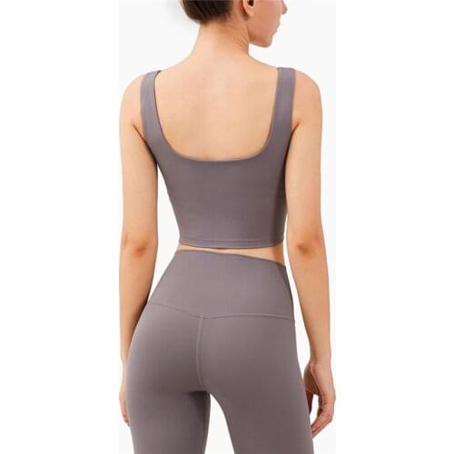 2021 New Light Brace Nude Feeling Fake Two-piece Shockproof Sports Vest Female Deep U Beauty Back Yoga Vest Bra