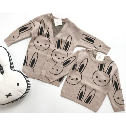 New Spring Autumn Kids Jacket Cute Rabbit Pattern Cotton Kids Knitted Jacket Toddler Boy Girl Jacket