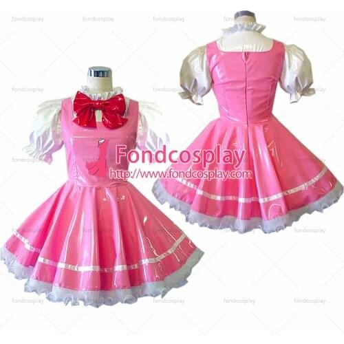 Fondcosplay adult cross dressing sissy maid Cardcaptor Sakura Kinomoto heavy pink Pvc Dress cosplay Costume Tailor-made[CK945]