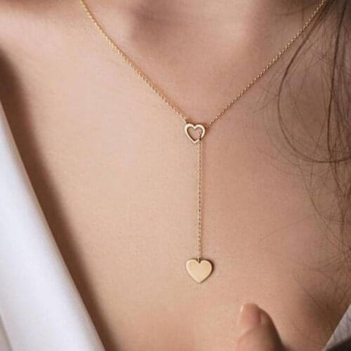 Fashion New Peach Heart Necklace Hollowed Out Love Personality Simple Clavicle Chain Heart Shaped Pendant Necklace Jewelry