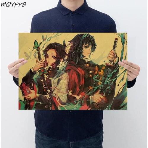 Anime Demon Slayer Kraft Paper Poster Home Decoration Painting 50.5x35cm