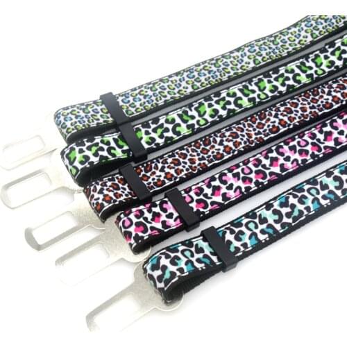 DHK 1'' 25mm Dog Seat Belt Zebra Leopard Pattern Personalized High Quality Ribbons Adjustable Dog Car Seat Belts C1959