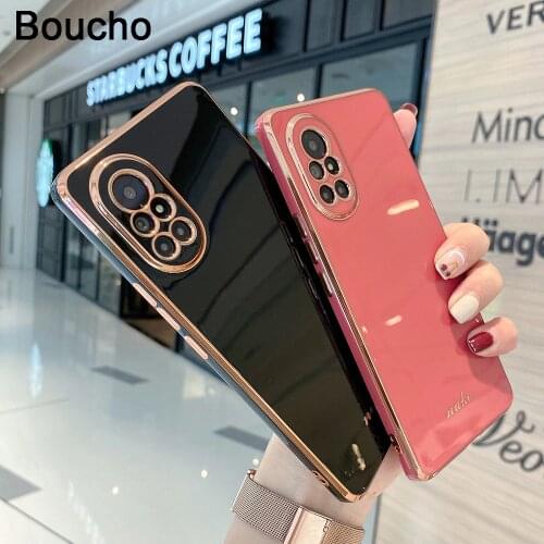 Boucho Luxury plating Silicone Phone Case For Huawei Nova 8 Pro Nova8 SE Electroplate Soft Cover For huawei Nova 8 SECase