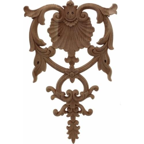RUNBAZEF Retro Unpainted Floral Wood Carved Decal Corner Applique Frame For Home Furniture Wall Cabinet Door Decorative