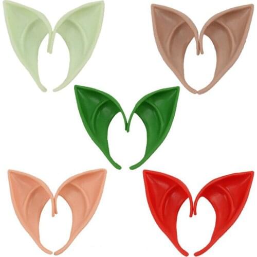 Hip Hop Punk Latex Colorful Elves Clip Earrings for Women Cosplay Party Club Halloween Jewelry Fairy Ear Cuff Earings Sets Y2K