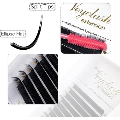 VLASH Silk Mink Flat Eyelash Extensions Individual False Ellipse Eyelashes Extension Fake Mink Korean Lash Bulk Lashes