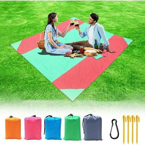 Folding Camping Mat Picnic Barbecue Blanket Color Block Waterproof Outdoor Camping Blanket Beach Sand Pad Cushion Mat