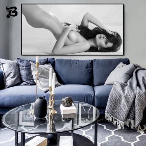 Modern Erogenous Portrait Posters and Prints Black and White Canvas Painting Wall Art Sexy Nude Women Home Decoration Pictures