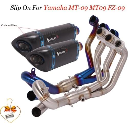 Titanium Alloy Slip On For Yamaha MT-09 MT09 FZ-09 Motorcycle Exhaust Muffler Escape Modified Front Connection Full System
