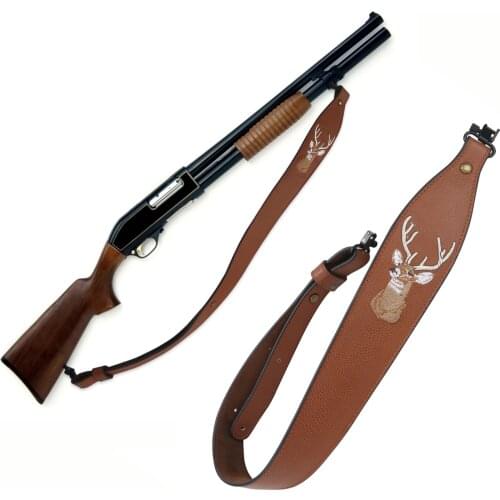 Tourbon Hunting Rifle Gun Sling Genuine Leather Shotgun Shoulder Strap Carrying Belt Adjustable 86-100CM w/Swivels Accessories