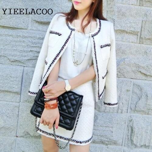 Tweed jacket coat + shorts / skirt suits Hand-woven custom autumn / winter womens new woolen suit ladies fashion 2 piece suit