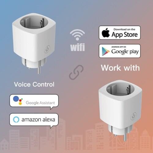 EU/FR 16A WiFi Smart Plug Power Monitor Tuya Remote Control Home Appliances Works with Alexa Google Home No Hub Required