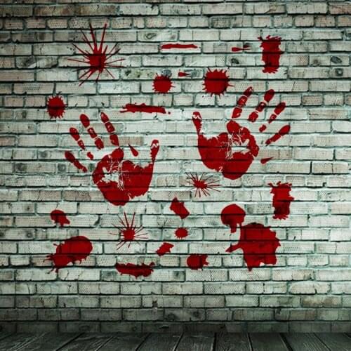 Horrible Halloween Bloody Handprint Stickers Wall Window Door Home Decal Stickers Halloween Party Decoration Haunted House Prop