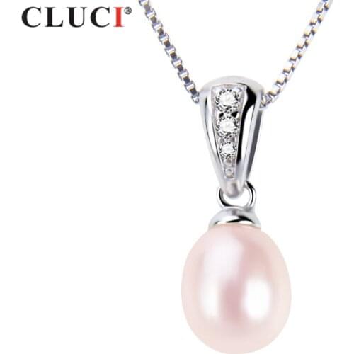CLUCI Simple&Elegant Fine Jewelry 6-6.5mm Freshwater Pearl Pendant For Women Jewelry ,White/Pink/Purple/Black FSP222SB