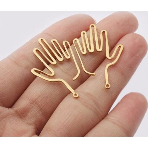 10pcs Raw Brass Hollow Palm Charm Pendant For DIY Jewelry Necklace Earring Making Finding