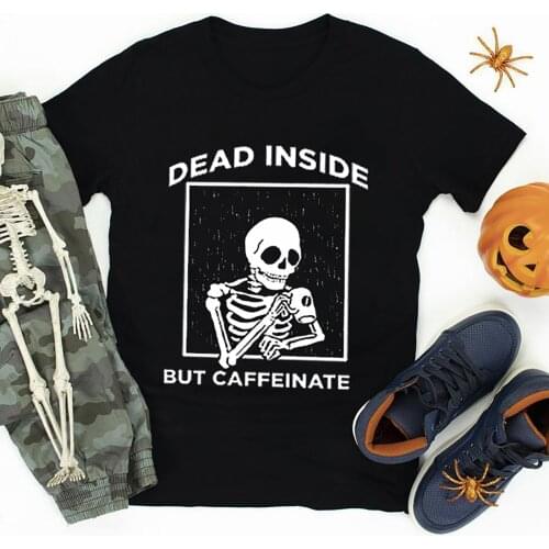 Halloween Horror Friends T shirt Womens Casual Loose O-Neck Human Skeleton Printed Short Sleeve Fashion Woman T-shirts Tops G4