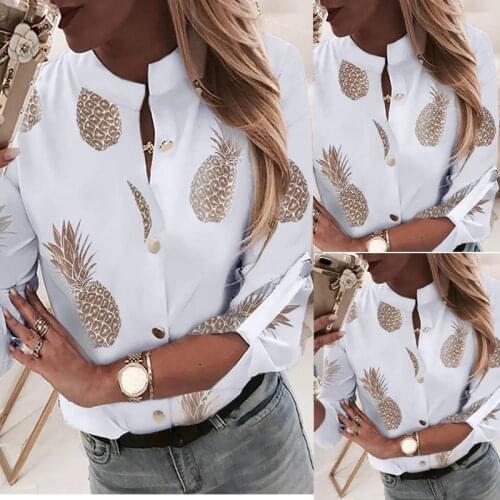 Pineapple Blouse Womens Shirt Ananas White Long Sleeve Blouses Woman 2019 Womens Tops and Blouse Elegant Top Female Autumn New