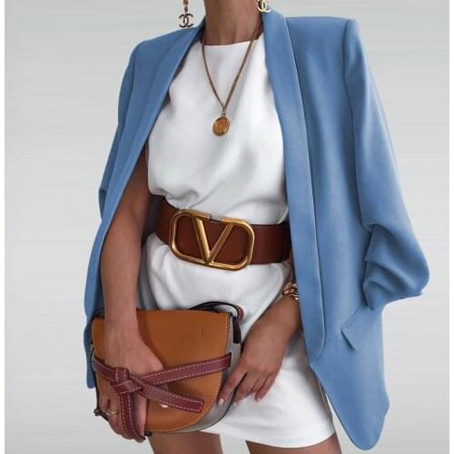 2021 New Autumn Fashion Lapel Slim Cardigan Suit Office Elegant Solid Color Jacket Casual Street Modern Womens Formal Jacket