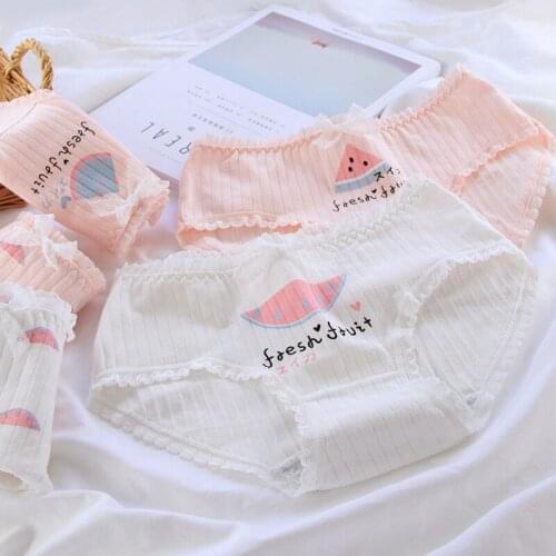 Lolita Womens Underwear Lovely Sweet Girls Briefs Bag Hip Cotton Seamless Underwear Middle Waist Kawaii Beautiful Lingerie