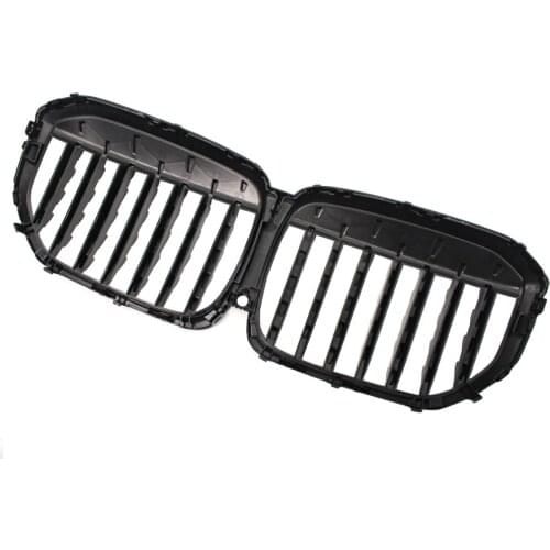 1 Pair Black Silver Front Bumper Racing Grille ABS Dual Line Compatible Automobile Styling Accessories for BMW G05 X5 2018-2019