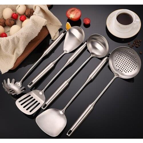 1PC Silver Stainless Steel Soup Spoon Fried Shovel Colanda Whitefly Spatula Ladle Spatula Kitchenware Utensils Cooking Tools