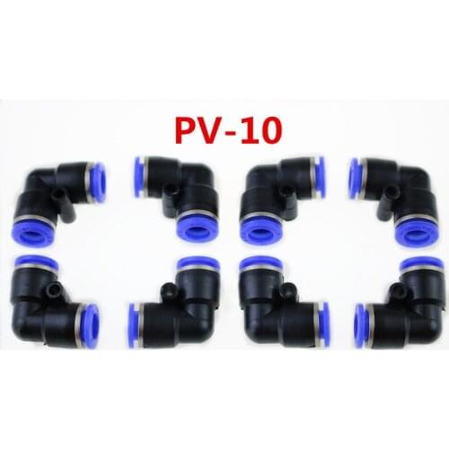 10PCS 10MM Pneumatic Tube Air Fitting Plastic Union Elbow L Connector Pipe Hose Push In One Touch Quick Joint Coupler PV-10