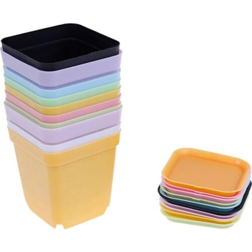 10pcs/lot random color Flower Pots pot trays,Plastic Pots,Small Square Pots