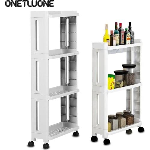 2/3/4 Layer Kitchen Storage Rack For Kitchen Movable Detachable Shelf with Wheels Bathroom Organizer Shelf spice organizer