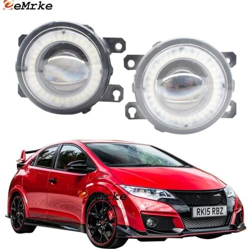 2 Pieces Car Lens LED Fog Lights Assembly Angel Eye DRL Daytime Runinng Light Lamp for Honda Civic Type R (FK2) 2015 2016 2017