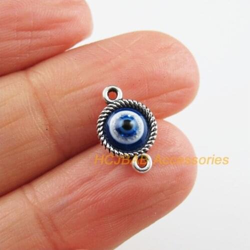 40 New Round Charms Connectors Tibetan Silver Color Resin Pendants 8.5x13mm
