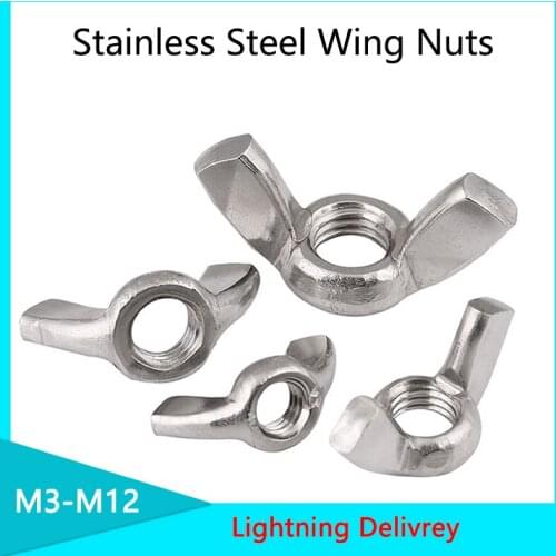 304/316/201 Stainless Steel Wing Nuts Zinc Plated Hand Tighten Nut M3 M4 M5 M6 M8 M10 M12 Butterfly Wing Nuts DIN315-1983