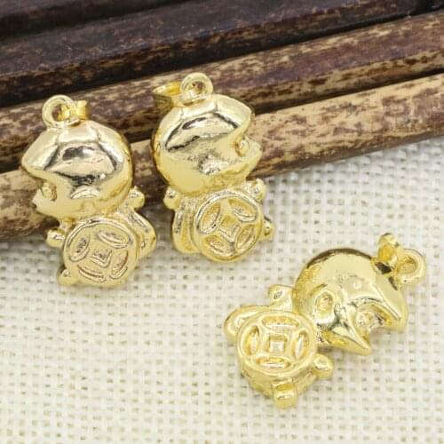 6 shape 5pcs gold-color spacer beads monkey Tower cat elephant charm pendant accessories high quality diy jewelry finding B2551