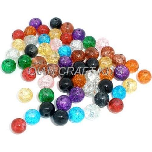 600 pcs Crackle glass Beads, 8mm - Assortment mixed colors with hole of 1.2mm crackle beads
