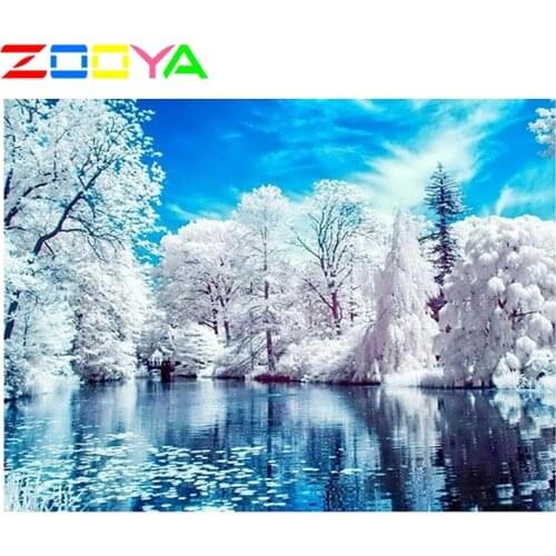 Diamond Embroidery Snow Tree Round Diamond Mosaic Cross Stitch Diy Unfinished Decorative 5D Diy Diamond Painting Landscape H895