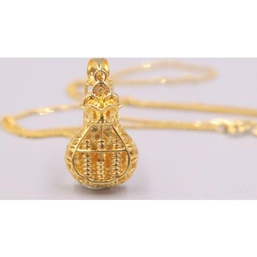 Au750 Pure 18K Yellow Gold Pendant Bless Hollow Brushed Abacus Lucky Bag Pendant Men Women Gift 2.5g