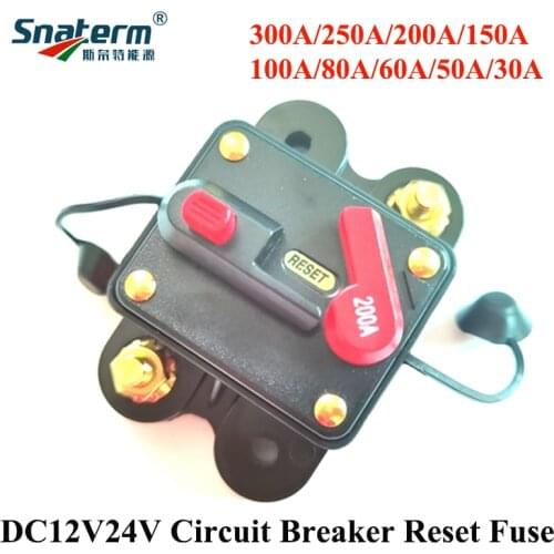 50A 100A 150A 200A 250A 300A DC Solar protector charge and discharge short circuit overload protection circuit breaker can reset