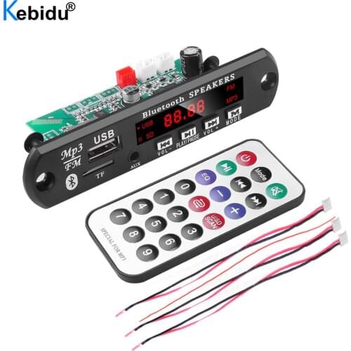 Kebidu Car Audio USB TF FM Radio Module Wireless Bluetooth 12V MP3 WMA Decoder Board Support 2*15W Amplifier with Remote Control