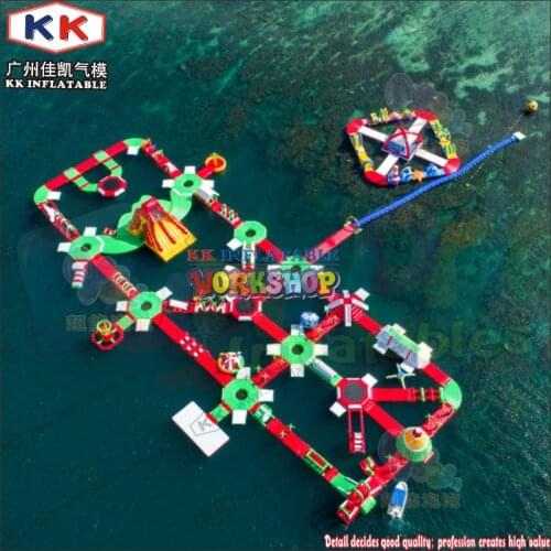 KK brand inflatable type floating water toys red&creen&white color inflatable water park for kids and adult