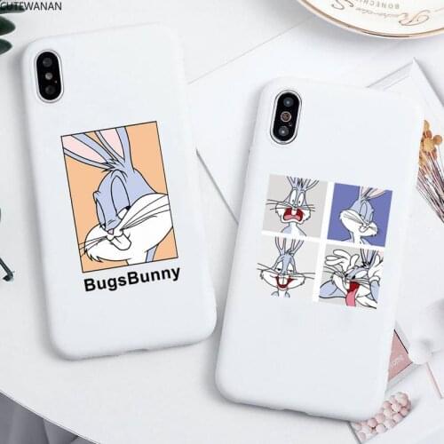 Cute bunny Phone Case For iphone 12 11 Pro Max Mini XS 8 7 6 6S Plus X SE 2020 XR Candy white Silicone cover